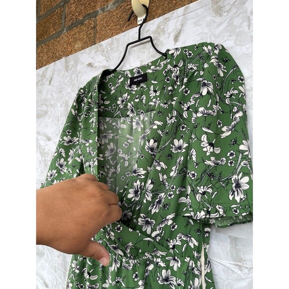 ME+EM GREEN/WHITE FLORAL MAXI DRESS, WRAP DETAIL. Size UK8/USA 4 - Picture 9 of 13